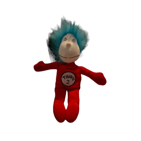 Dr. Seuss Thing 2 Plush Stuffed Official Movie Merchandise Blue Hair Red Outfit - Picture 1 of 6